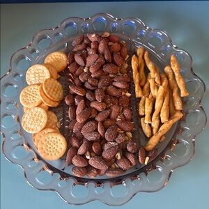 3 OLD COLONY Anchor  Depression Glass Platter Serving plate Lace edge